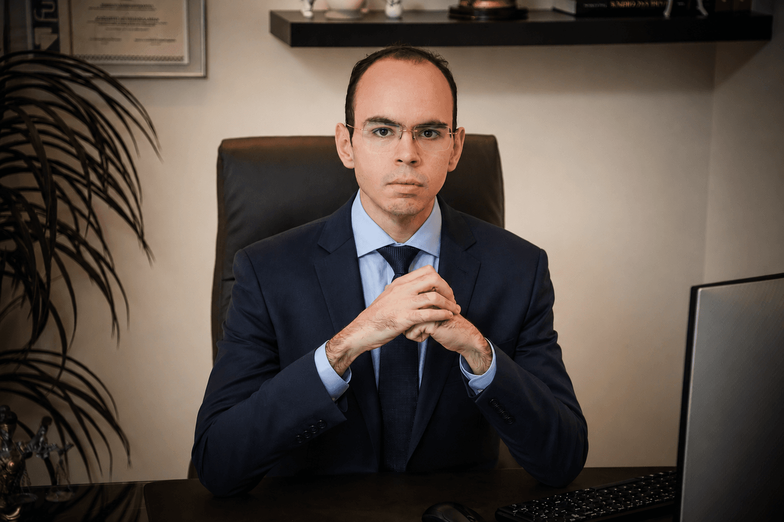 Dr. Fernando Mariz à mesa do seu escritório
